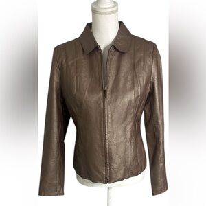Outfit JP Metallic Brown Leather Jacket with Sheen – Size S